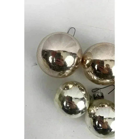 VTG Lot of 8 Mercury Glass Ornaments Holiday Christmas Gold Silver Shiny Brite - Picture 4 of 14